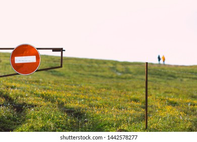 Do Not Enter Sign Green Valley A Couple Of People In Defocus