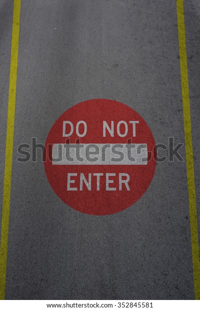 Do Not Enter\
Sign Icon on the asphalt\
street