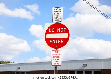 Do Not Enter sign signifies restricted access, a barrier against unwanted paths, emphasizing safety, control, and prohibition in its symbolic message - Shutterstock ID 2353639451