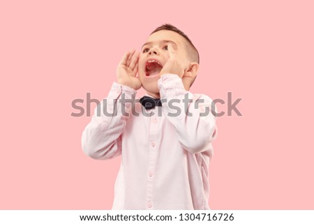 Similar – funny child with clown nose on blue background