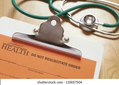 Do Not Resuscitate Order On Clipboard With Stethoscope