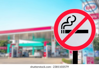 Do not smoke at gas pumps. For safety sign photos Highly detailed, symbols, used for assembly, photography