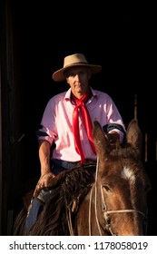 Cambará Do Sul, Rio Grande Do Sul / Brazil - 08/03/2018: Portrait Of Gaucho Mounted On Horse, Serra Gaúcha, Surrondings Of Aparados Da Serra National Park