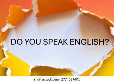 do you speak english? write on orange - yellow background 