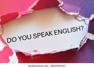 do you speak english? write on multicolored torn paper - banner 