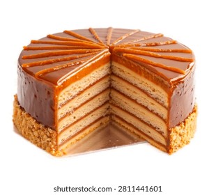 Dobos Cake Elegant Dobos Torte Featuring Multi Isolated On White Background