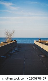 Dock with a blue sky. 