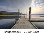 Dock at calm, tranquil Chatcolet Lake near Plummer, Idaho.