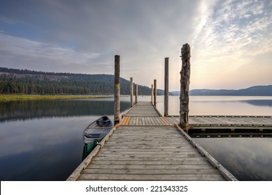 Dock At Calm, Tranquil Chatcolet Lake Near Plummer, Idaho.