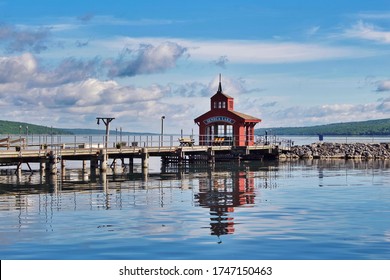 Dock On Lake Seneca, One Of The Finger Lakes In New York State.