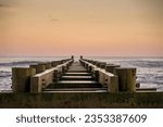 Dock over the sea during sunset in Atlantic City, New Jersey, USA