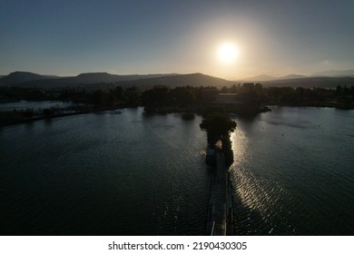 A Dock At The Sea Of Galilee Top View.