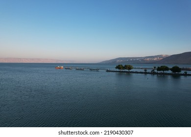 A Dock At The Sea Of Galilee Top View.