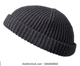 Docker Knitted Black Hat Isolated On 