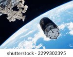 Docking spacecraft in outer space. Elements of this image furnished NASA. High quality photo