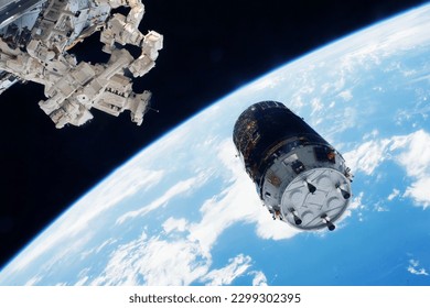 Docking spacecraft in outer space. Elements of this image furnished NASA. High quality photo