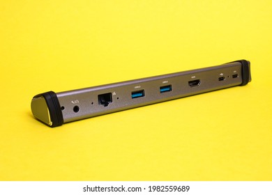 Docking Station With Different Connectors For A Computer Close Up