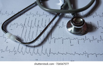 Docter Workplace Stethoscope Cardiogram Chart Medical Stock Photo ...