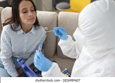 Doctor Antiplague Protective Suit Takes Swab Stock Photo 1826989607 ...