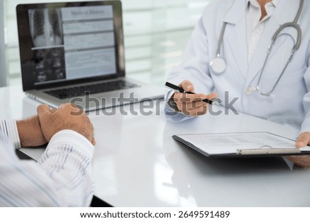 doctor basic physical examination general and ask patient's symptoms with health history.
