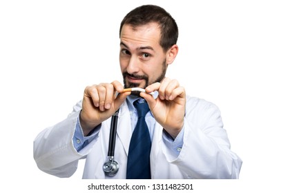 Doctor Breaking A Cigarette