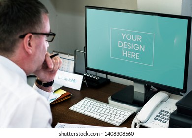 Doctor Browsing Through A Screen Mockup