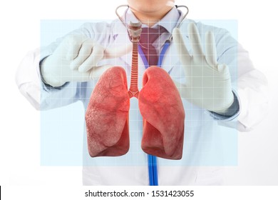 Doctor Check Respiratory Of Lung , Lungs Disease , 3D Concept