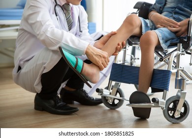 Doctor checking disabled person pateint leg at hospital, Muscle weakness - Shutterstock ID 1805851825