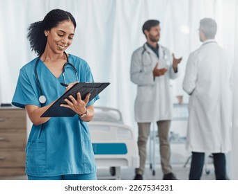 Doctor, clipboard or black woman writing checklist for healthcare notes, medical information or prescription. Nurse, medicine or worker for documents, wellness report planning or paper administration - Powered by Shutterstock