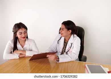 Doctor Consulting Patient Hands Closeup. Patient Sitting At Doctor Office. Consultation Or Education, Healthy Lifestyle Concept