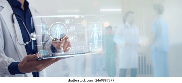 Doctor diagnosis and digital healthcare and network connection on medical technology holographic virtual reality interface - Powered by Shutterstock