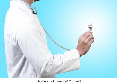 Doctor Diagnosis With Stethoscope Listening Heart Beat 