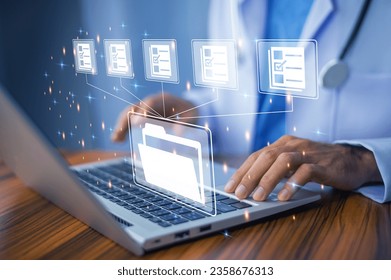 Doctor document Management System DMS Folder, File data management or data transfer backup technology.	