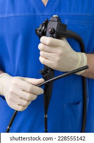 The doctor endoscope in the hands of