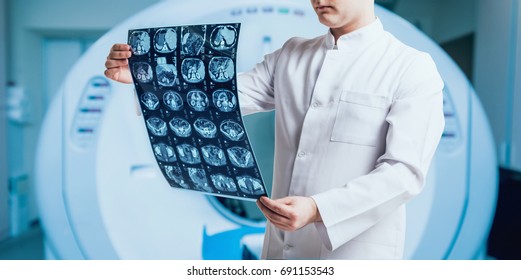 Doctor examine MRI picture. Medical equipment.