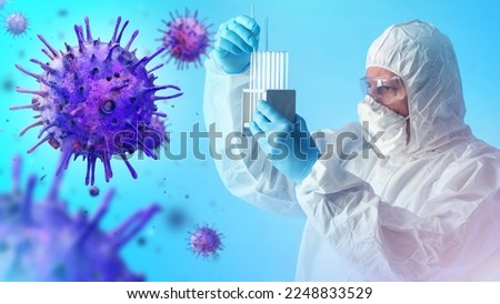 The doctor examines the new Omicron - Kraken virus. Kraken Coronavirus. Bacterium Mutation Omicron XBB.1.5. The danger of Kraken Covid. Omicron mutation. Stock photo © 