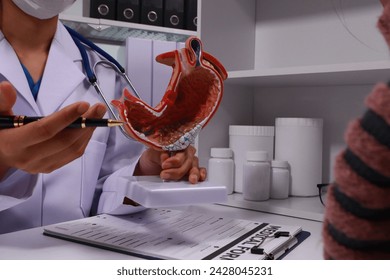 The doctor explained gastritis using a model. Treatment options were discussed. Understanding the condition better helps in managing it effectively.