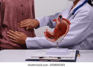 The doctor explained gastritis using a model. Treatment options were discussed. Understanding the condition better helps in managing it effectively.