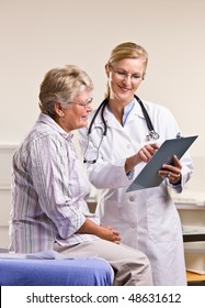 Doctor Explaining Medical Chart To Senior Woman