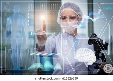 Doctor in futuristic medical concept pressing button - Powered by Shutterstock