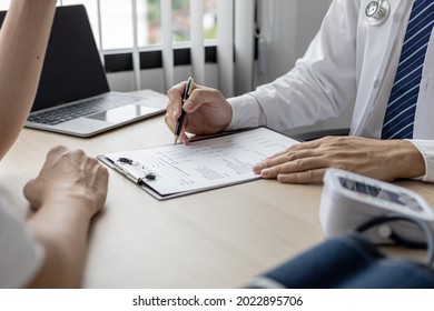 The Doctor Gave Details Of The Annual Health Checkup In Which The Patient Was Diagnosed With A Disease Requiring Treatment. Annual Health Check-up Concept For Timely Treatment Of Disease.