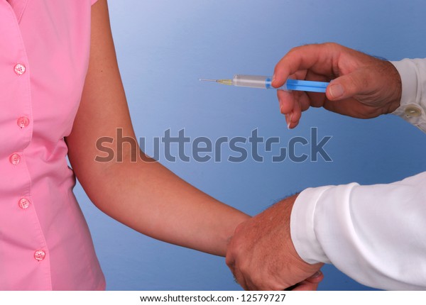 Doctor Give Injection Women Patient Stock Photo Edit Now
