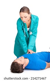 Doctor Giving Cardiopulmonary Resuscitation Man Young Stock Photo ...