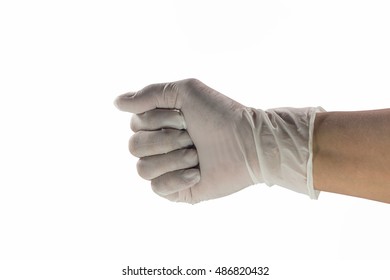 Doctor hand in sterile gloves isolated on white background
