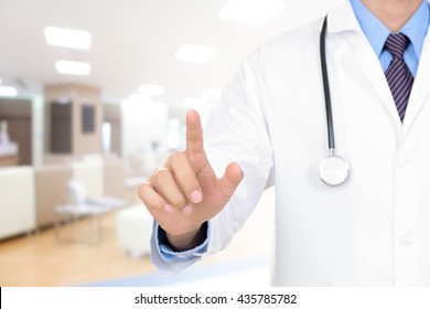 Doctor Hand Touching Empty Virtual Screen