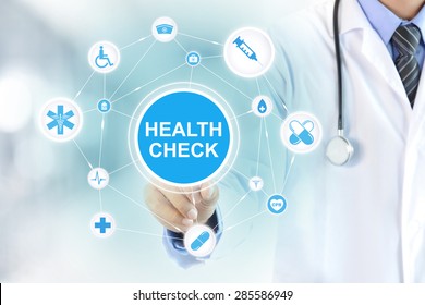 Doctor Hand Touching HEALTH CHECK Sign On Virtual Screen