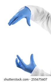 Doctor Hands In Sterile Gloves Isolated On White