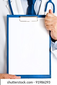 Doctor Holding A Blank Medical Chart