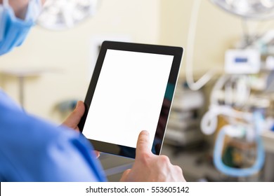 Doctor Holding Blank Screen Tablet