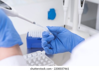 Doctor Holding Blood Tube Test In The Research Laboratory.Corona Virus Pandemic Concept.Coronavirus Vaccine Development